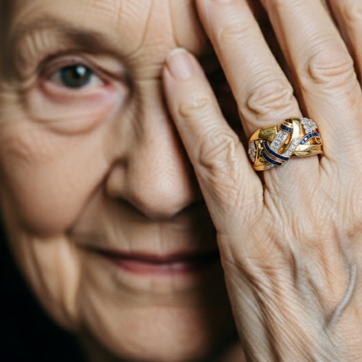 Vintage Guld Blå Zirconia Ring