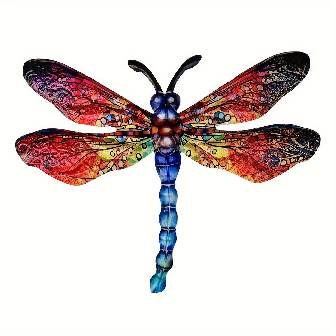 Farverig Metal Dragonfly Vægkunst til Indendørs og Udendørs Dekor