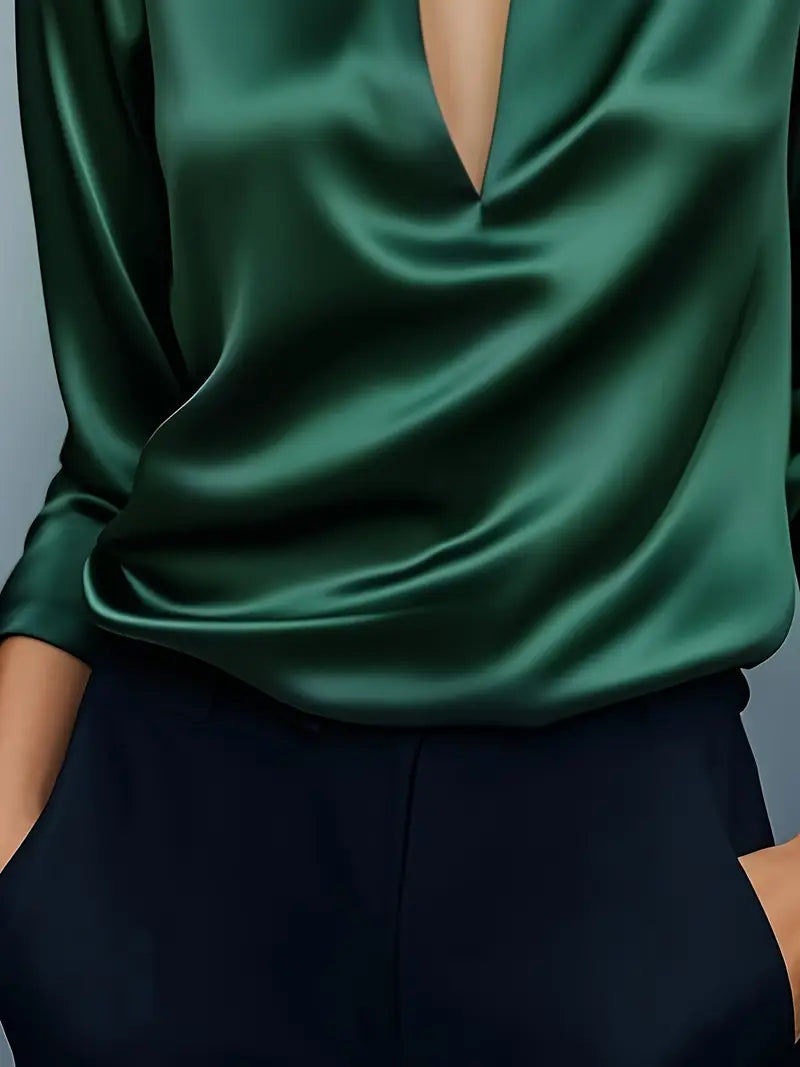 Eva™ | Luksus Satin V-Hals Bluse