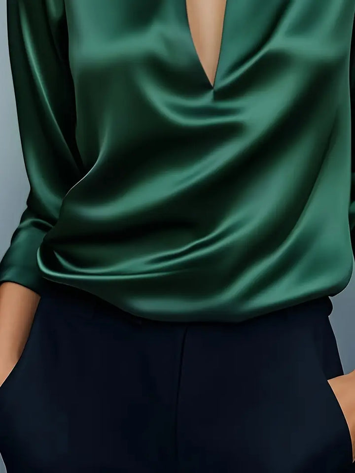 Eva™ | Luksus Satin V-Hals Bluse