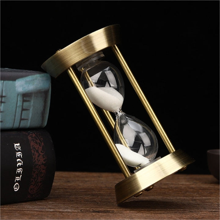 Retro Metal Timeglas Sandtimer i Glas - Vintage Dekorativ Tidsmåler