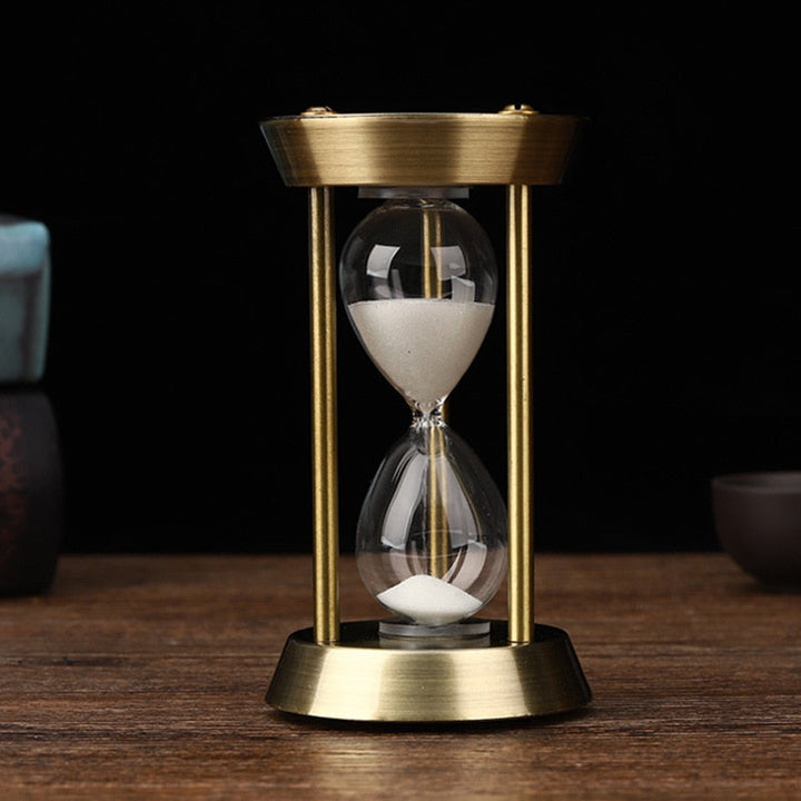 Retro Metal Timeglas Sandtimer i Glas - Vintage Dekorativ Tidsmåler