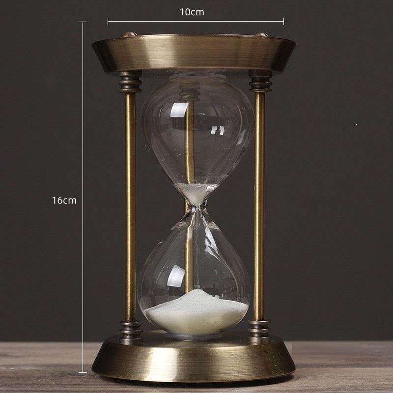 Retro Metal Timeglas Sandtimer i Glas - Vintage Dekorativ Tidsmåler