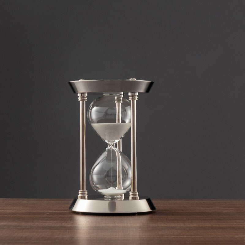 Retro Metal Timeglas Sandtimer i Glas - Vintage Dekorativ Tidsmåler