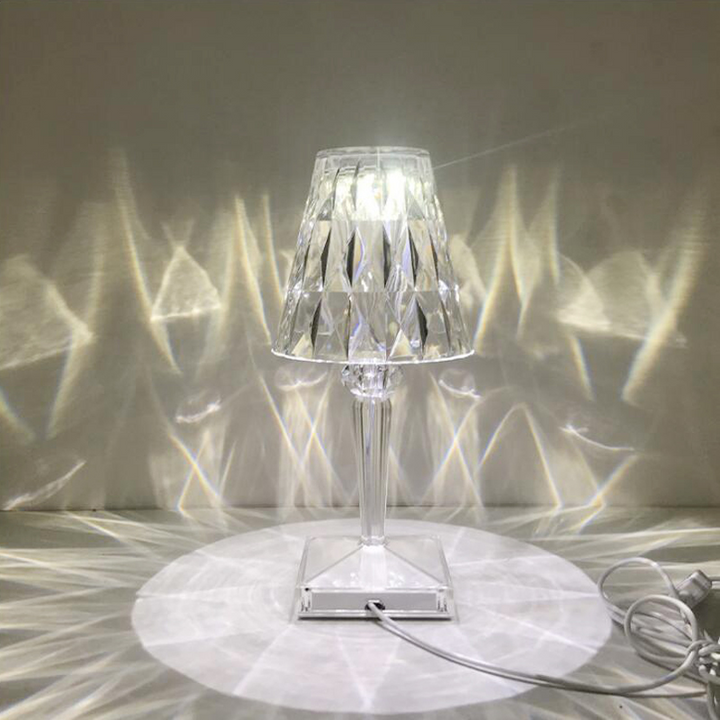 Berøringssensor Krystal Bordlampe med USB Genopladeligt Design
