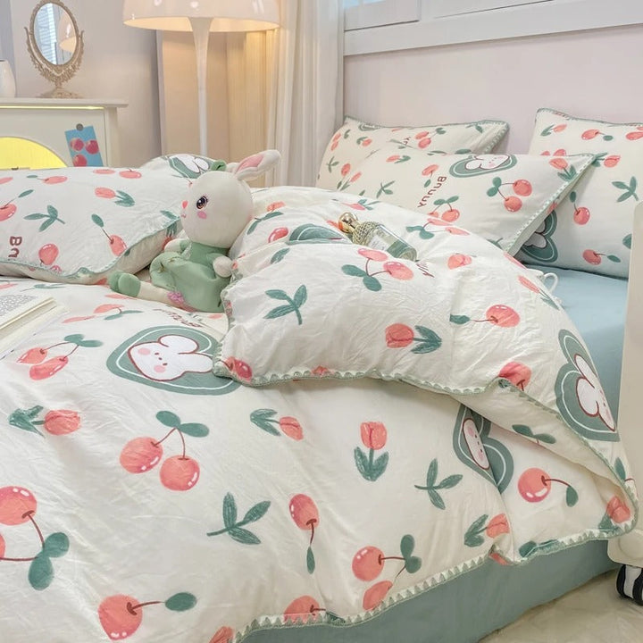 Blomster Duvet Cover Sæt med Pudebetræk i Blødt Stof