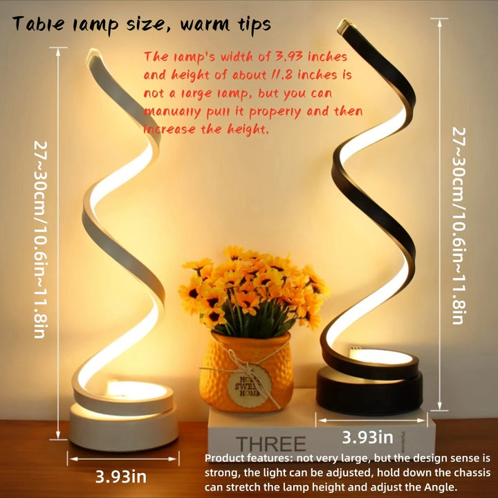 Spiralformet LED Bordlampe med Varmt Lys