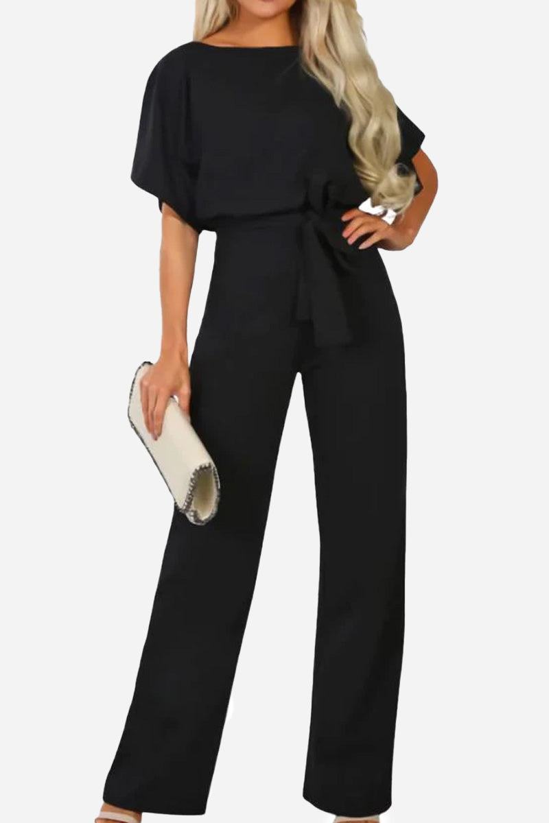 Stella | Kvinders Wide-Leg Belted Jumpsuit med Batwing Ærmer