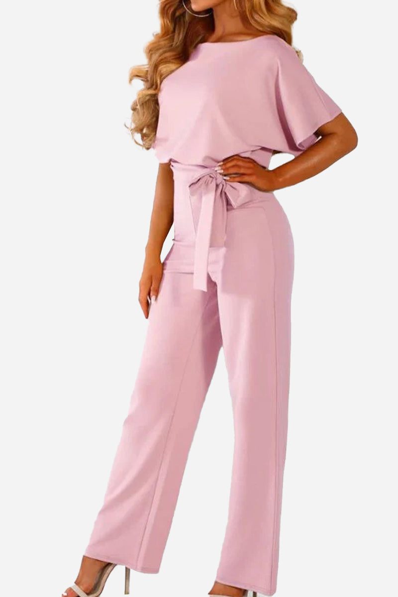 Stella | Kvinders Bukse-jumpsuit med Bælte og Flatterende Ærmer