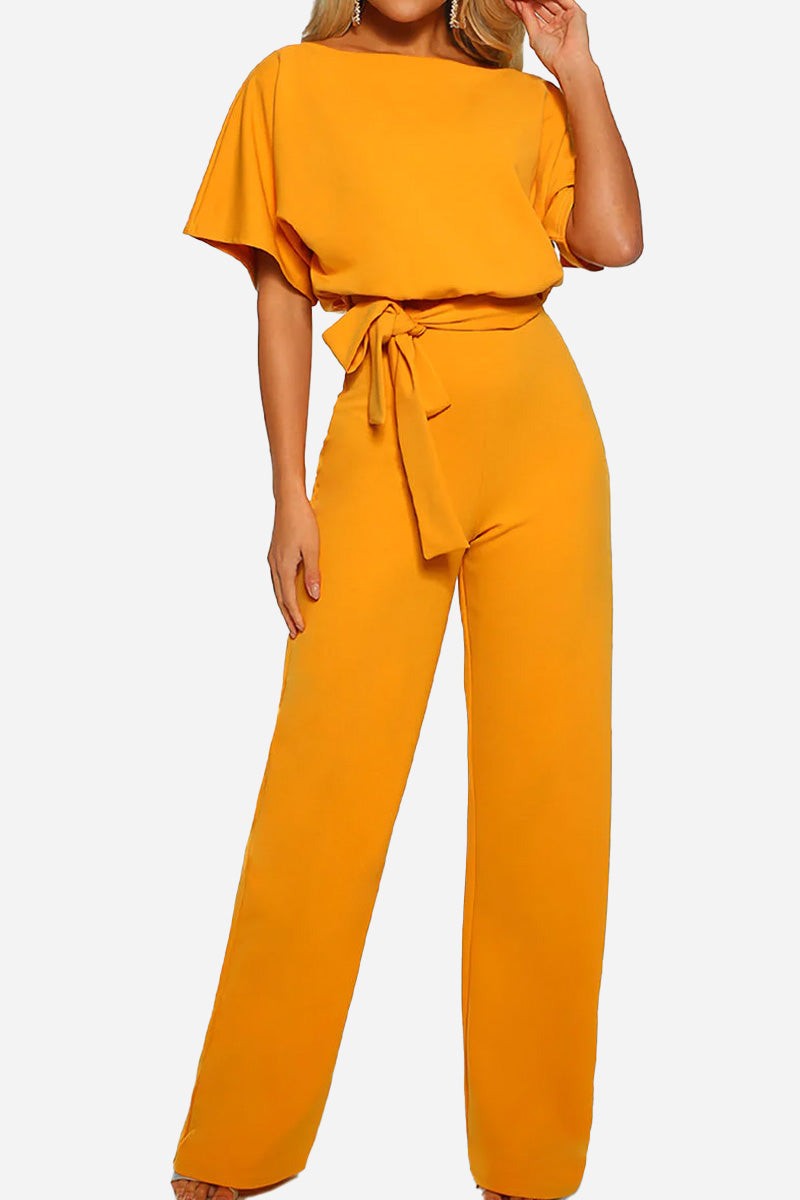 Stella | Kvinders Bukse-jumpsuit med Bælte og Flatterende Ærmer