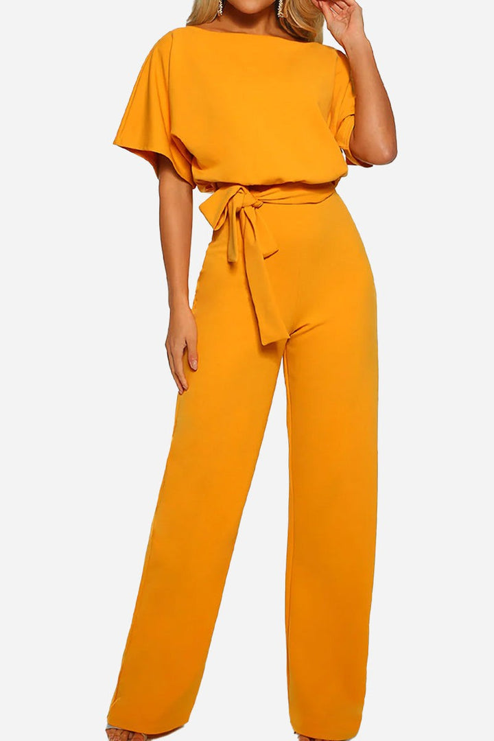 Stella | Kvinders Wide-Leg Belted Jumpsuit med Batwing Ærmer