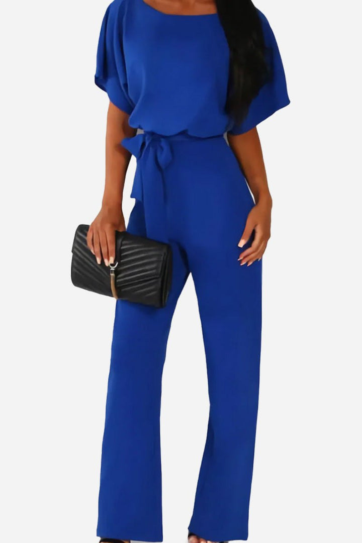 Stella | Kvinders Wide-Leg Belted Jumpsuit med Batwing Ærmer
