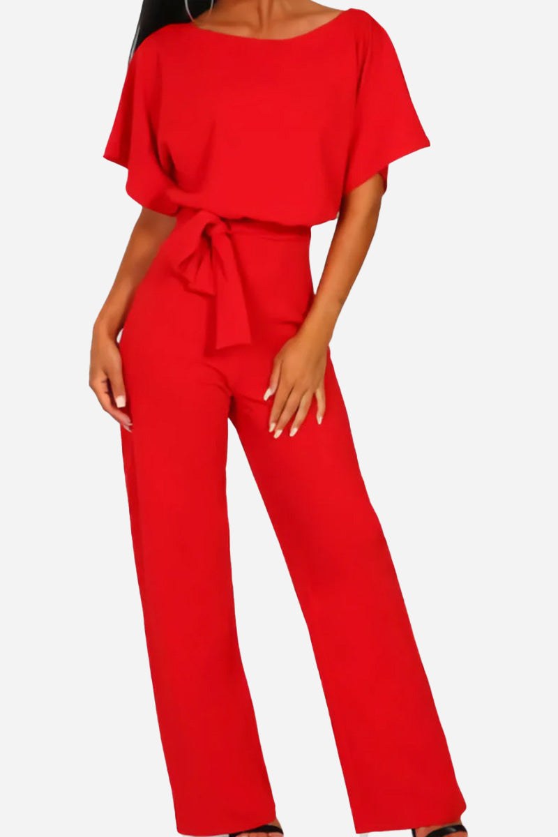 Stella | Kvinders Wide-Leg Belted Jumpsuit med Batwing Ærmer