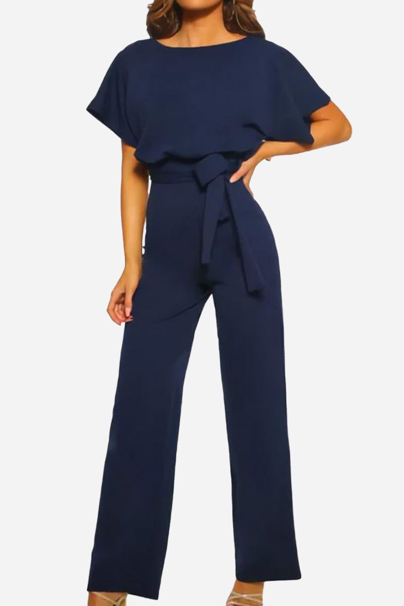 Stella | Kvinders Wide-Leg Belted Jumpsuit med Batwing Ærmer