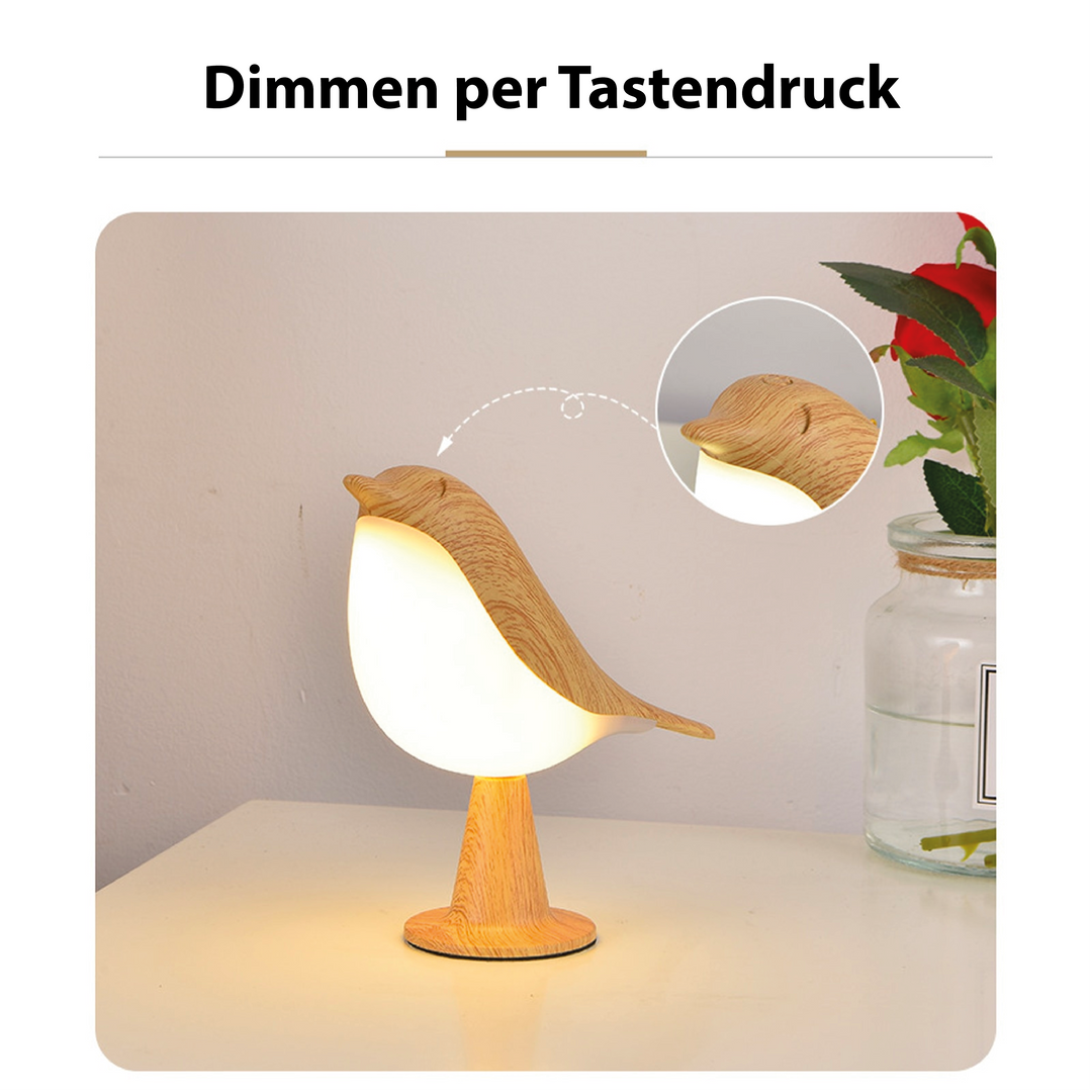 LED Bordlampe med Fugledesign og Stofskærm