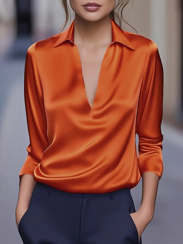 Eva™ | Luksus Satin V-Hals Bluse