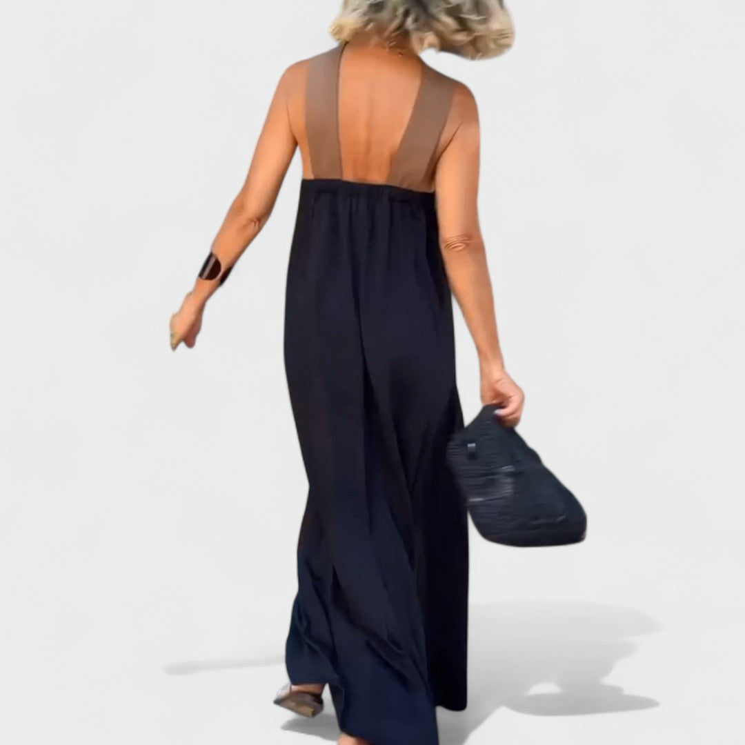 Sue™ | Elegant Cross-Neck Maxi Kjole
