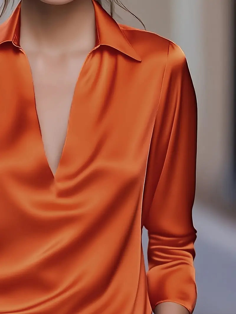 Eva™ | Luksus Satin V-Hals Bluse
