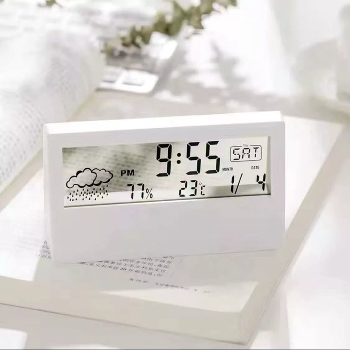 Minimalistisk Digital Vækkeur med Temperatur- og Luftfugtighedsdisplay
