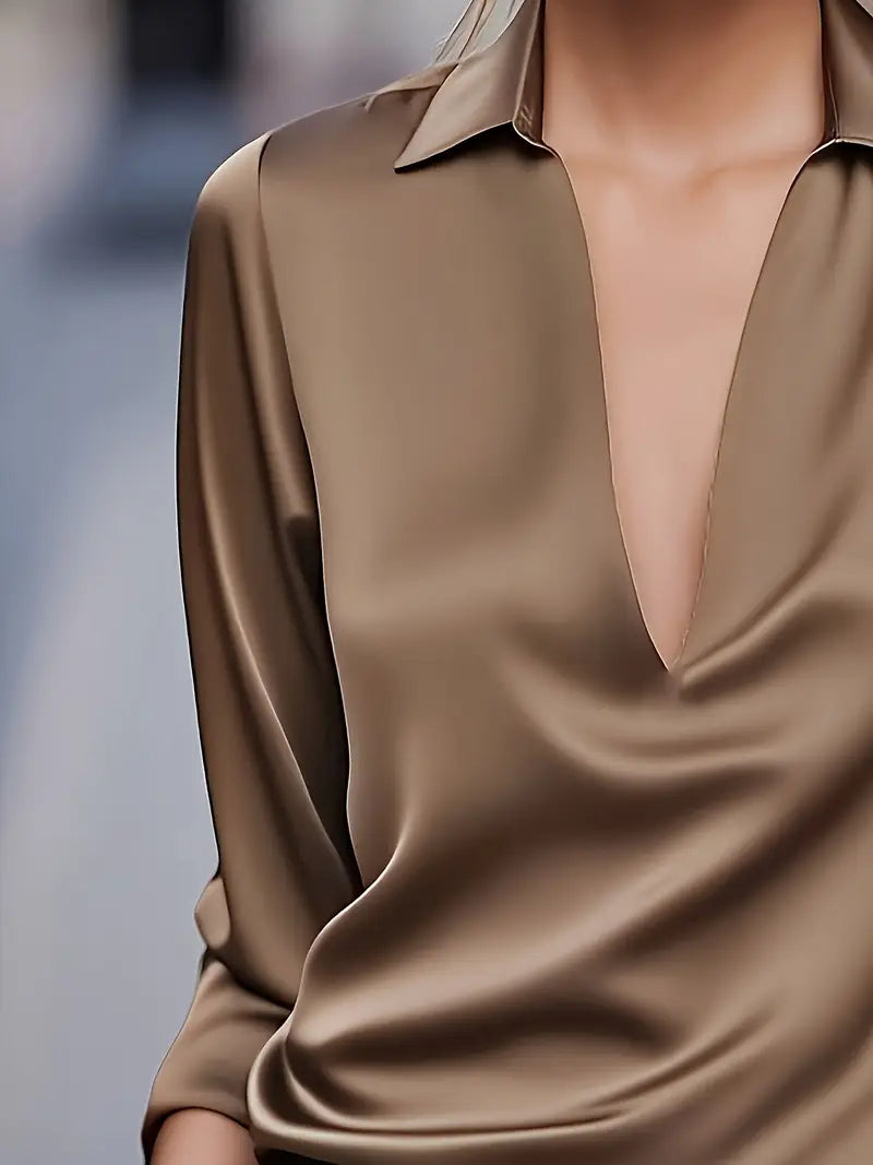 Eva™ | Luksus Satin V-Hals Bluse