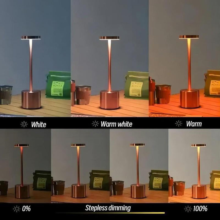 Genopladelig LED Bordlampe med Touch Dæmpning og Tre Farvetemperaturer