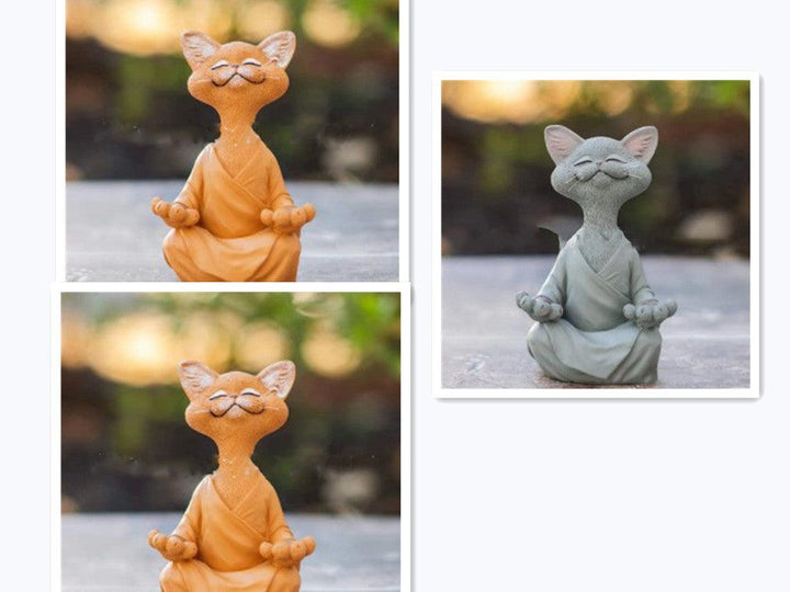 Sort Buddha Kat Figur i Resin til Meditation og Yoga