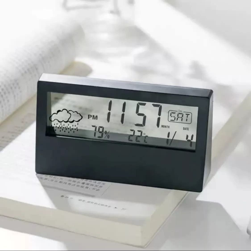 Minimalistisk Digital Vækkeur med Temperatur- og Luftfugtighedsdisplay