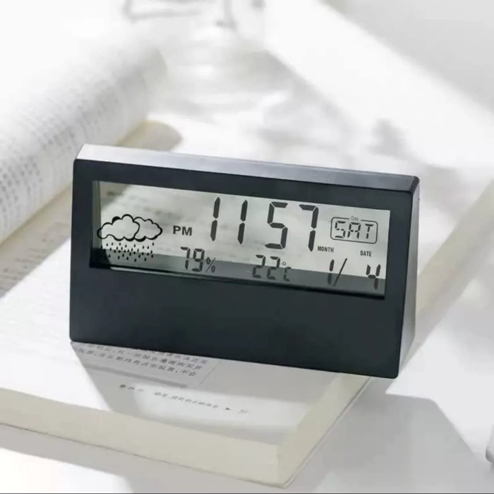 Minimalistisk Digital Vækkeur med Temperatur- og Luftfugtighedsdisplay