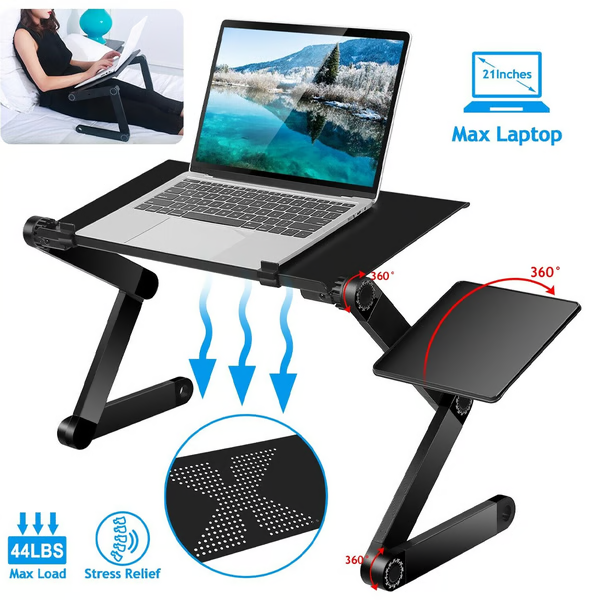 Ergonomisk Justerbart Laptopstativ med Museteppe 360°