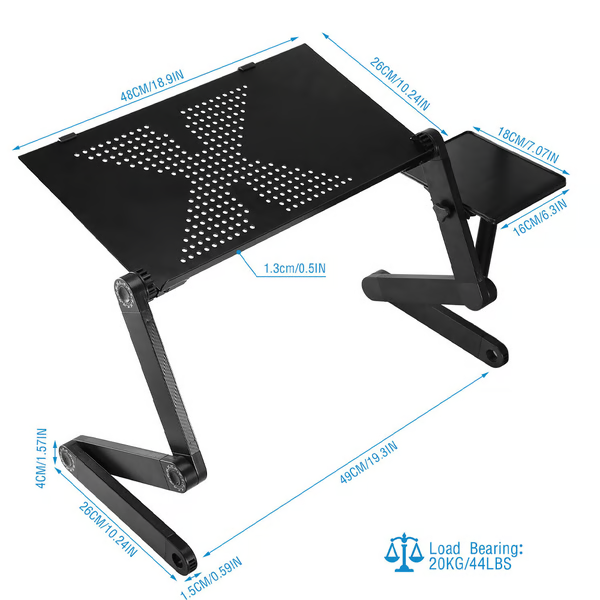Ergonomisk Justerbart Laptopstativ med Museteppe 360°