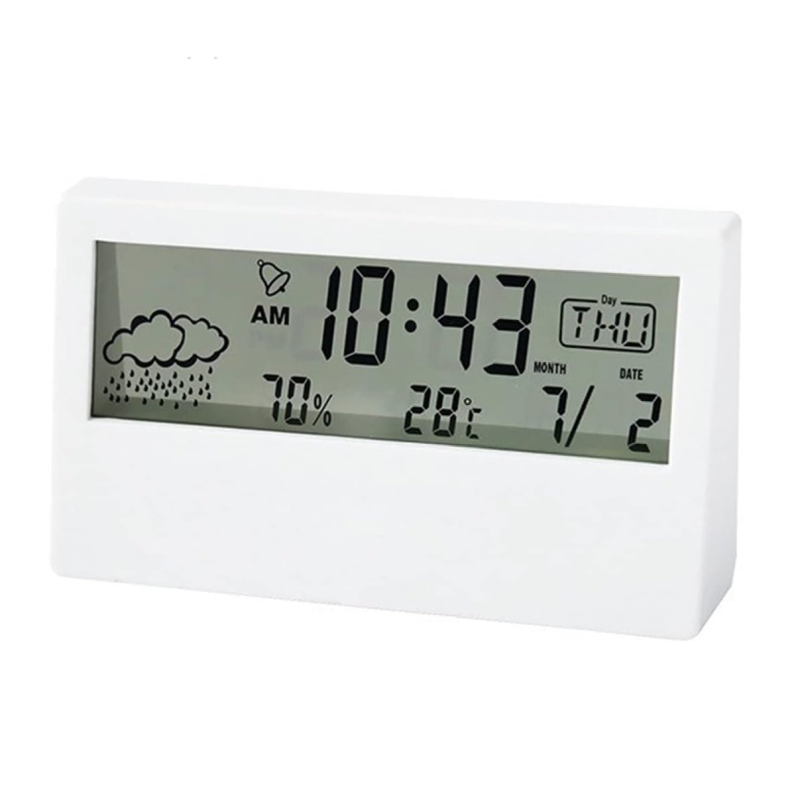 Minimalistisk Digital Vækkeur med Temperatur- og Luftfugtighedsdisplay
