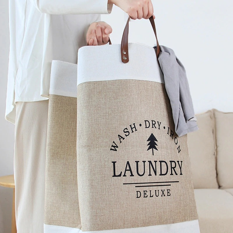 Foldbar Vasketøjskurv i Hamplook med Pladsbesparende Design