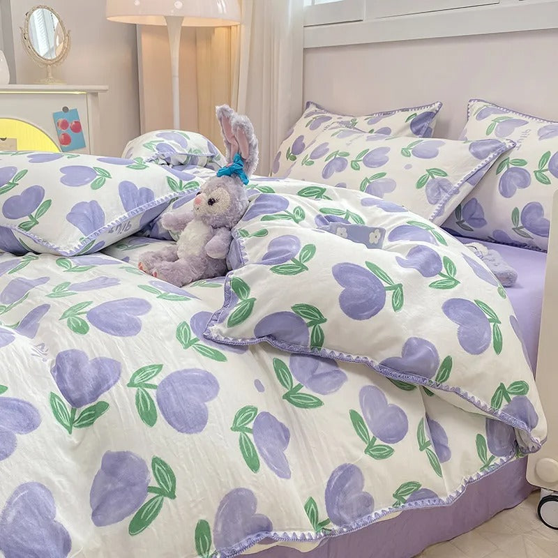 Blomster Duvet Cover Sæt med Pudebetræk i Blødt Stof