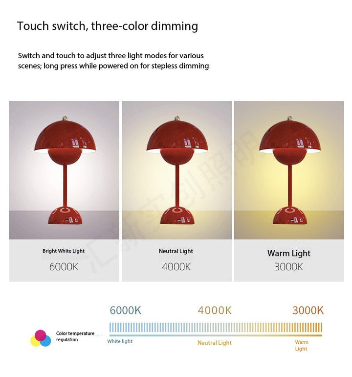 Genopladelig LED Bordlampe med Touch-Control og 8 Farver