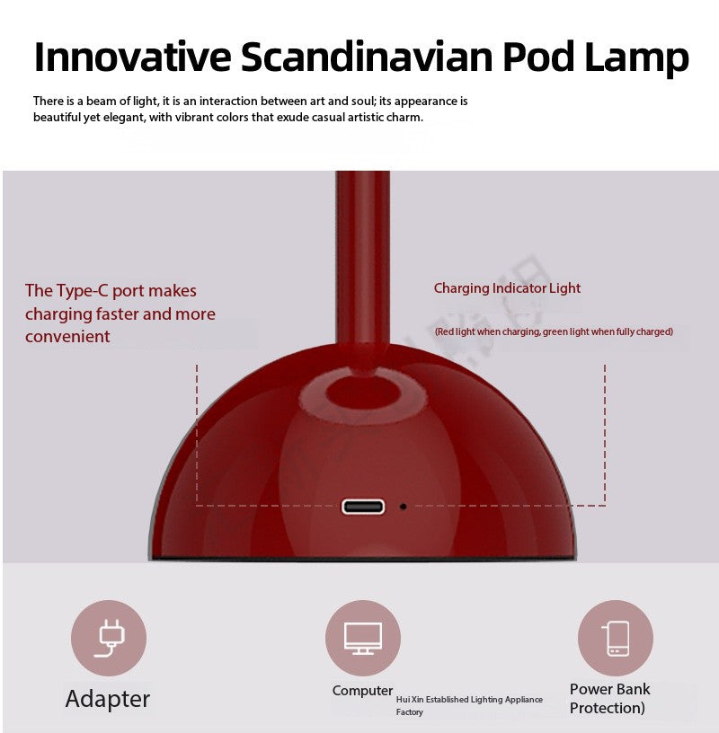 Genopladelig LED Bordlampe med Touch-Control og 8 Farver
