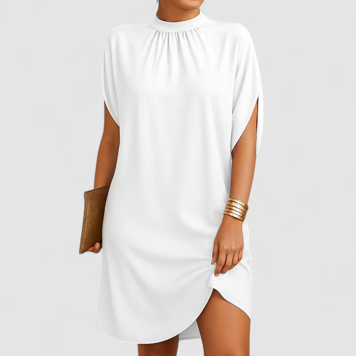 Rosie | Kvinders Mock Neck Batwing Split Ærme Midi Kjole