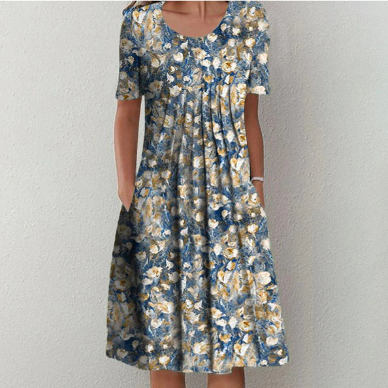 Gwendolyn™ | Stilfuld og Casual Blomsterkjole med Lommer
