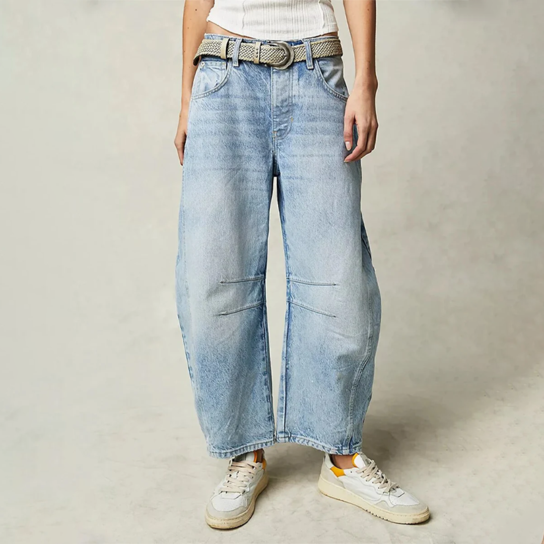 Fad | Kvinders Høj Talje Fad Ben Jeans Løs Pasform Denim
