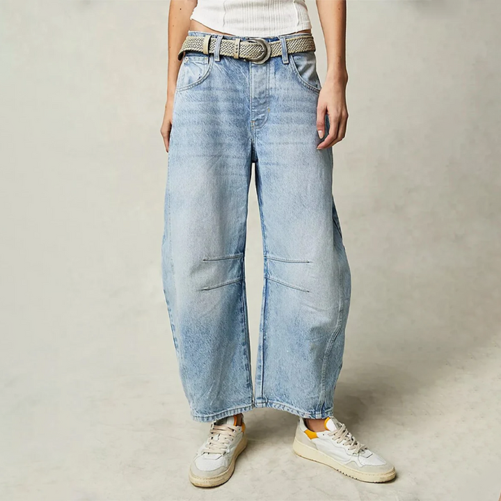 Fad | Kvinders Høj Talje Fad Ben Jeans Løs Pasform Denim