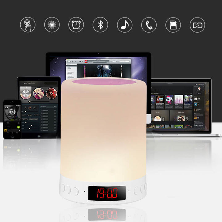 Bluetooth Højttaler med LED Lampe og Vækkeur