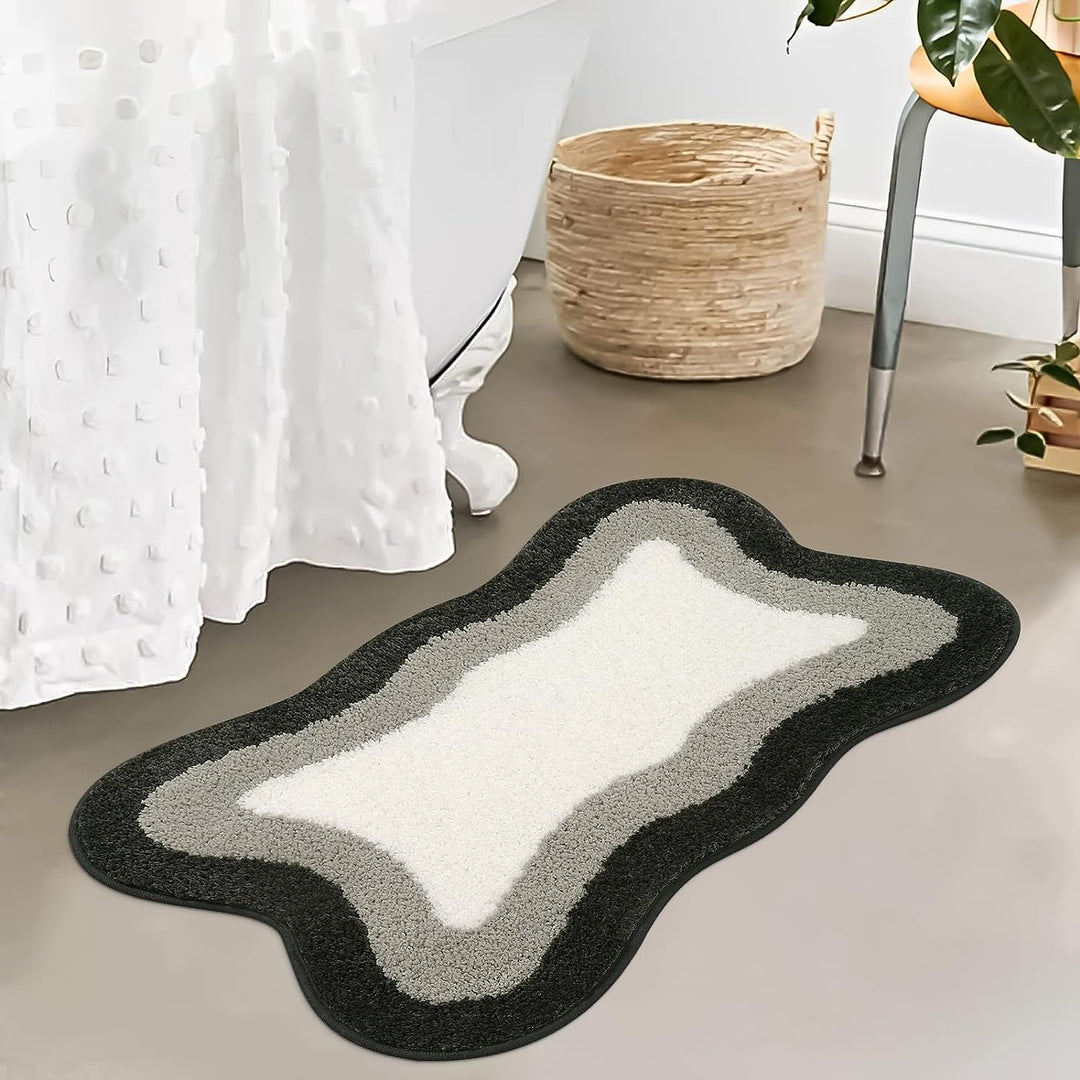 Skridsikker Badeværelse Måtte med Blød Microfiber Top i Sort Gradient
