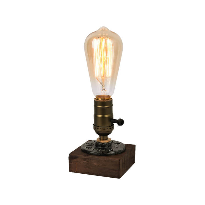Industriel Jern Bordlampe med Fyrretræs Accent