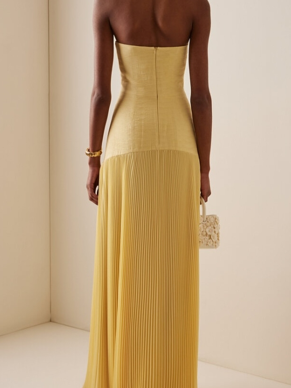Sage | Kvinders Strapless Plisseret Maxi Kjole Formelt Aften Gown