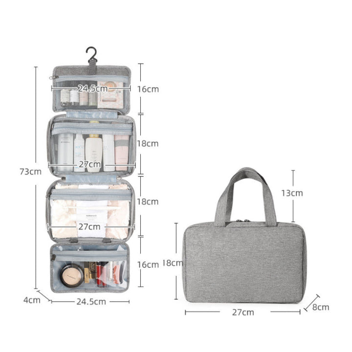 Kompakt Rejse Kosmetik Organizer med 4 Rum og Gennemsigtige Sider