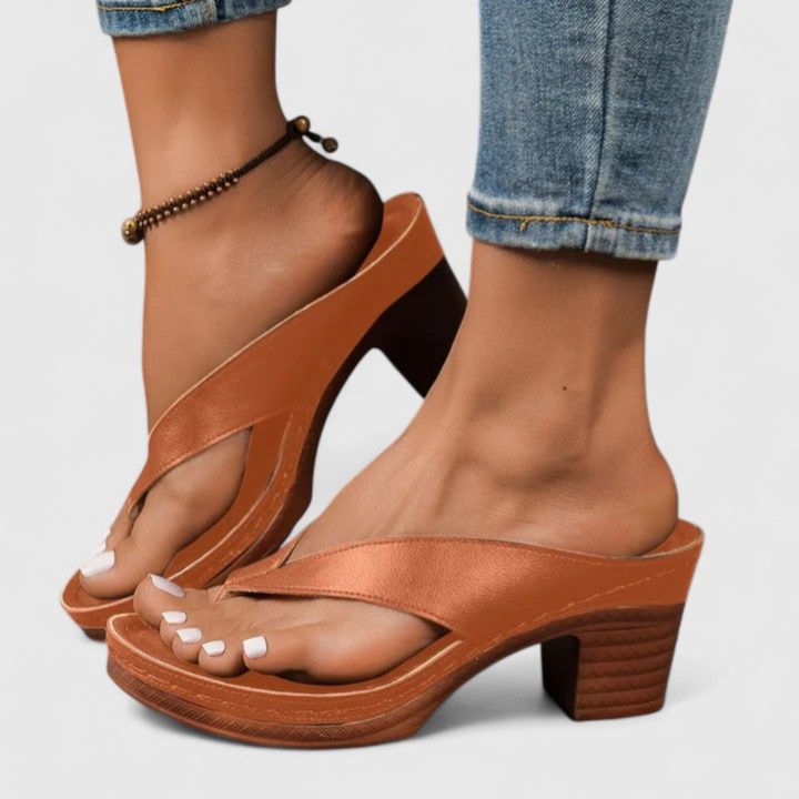 Birgit | Dame Chunky Heel Tåsplit Sandaler