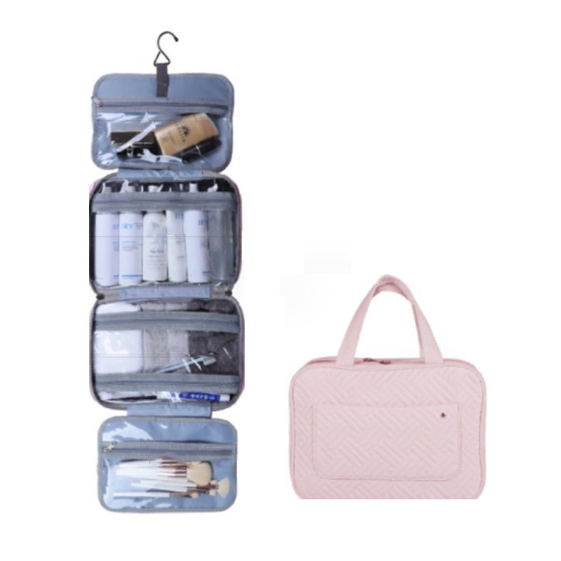 Kompakt Rejse Kosmetik Organizer med 4 Rum og Gennemsigtige Sider