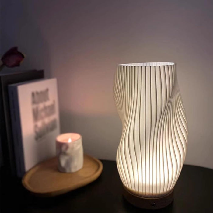 Dimmbar Plisseret Bordlampe med USB og Justerbart Lys