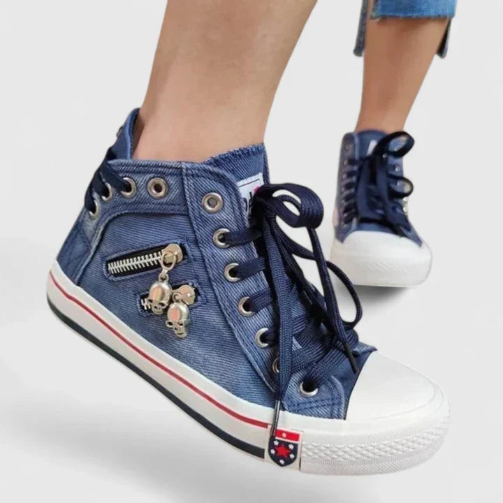 Michaela | Dame Denim Højt Skårne Sneakers