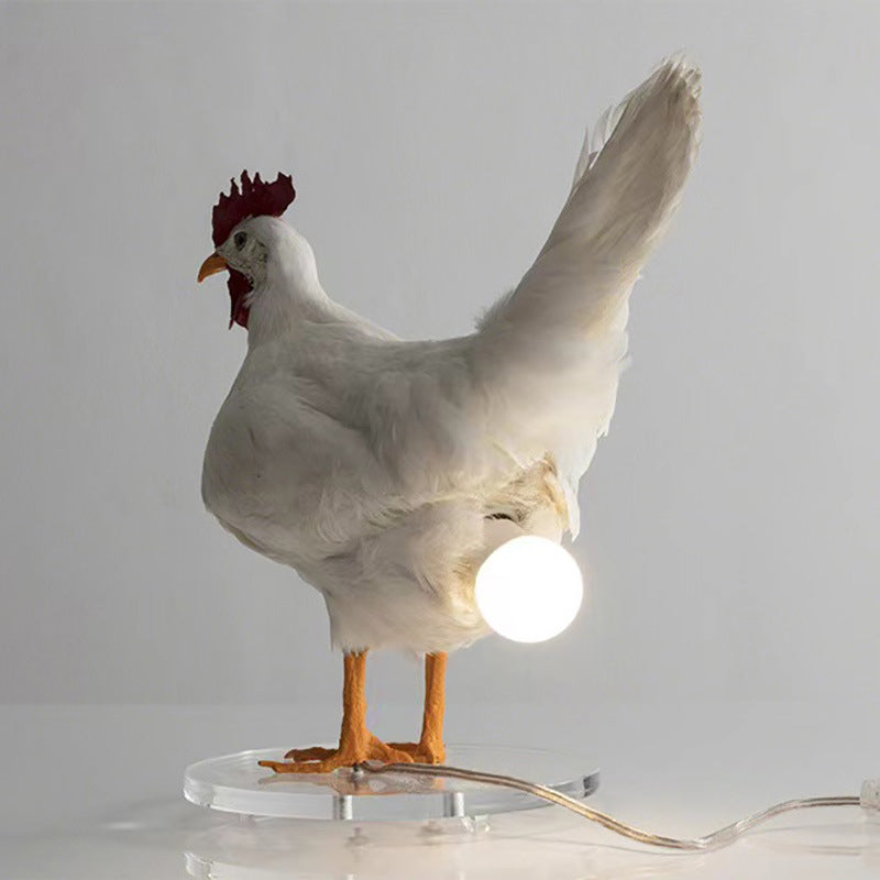 Høne- og Andebordlampe i Harpiks med USB-drift