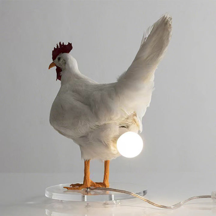 Høne- og Andebordlampe i Harpiks med USB-drift